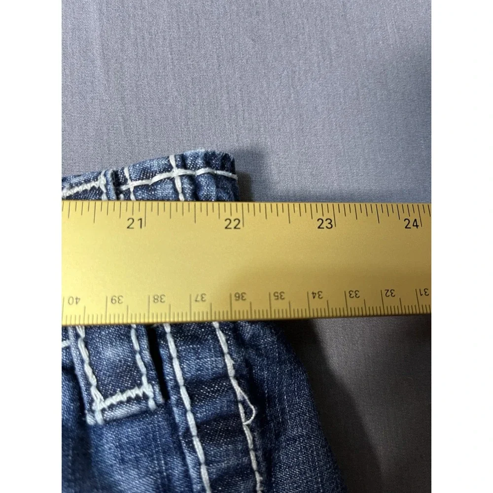 TRUE RELIGION Commander Big T Cargo Shorts Mens 42 Denim Drawstring